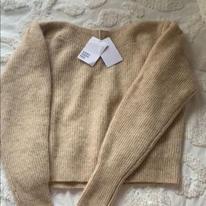 & Other Stories Tan cropped Alpaca wool sweater